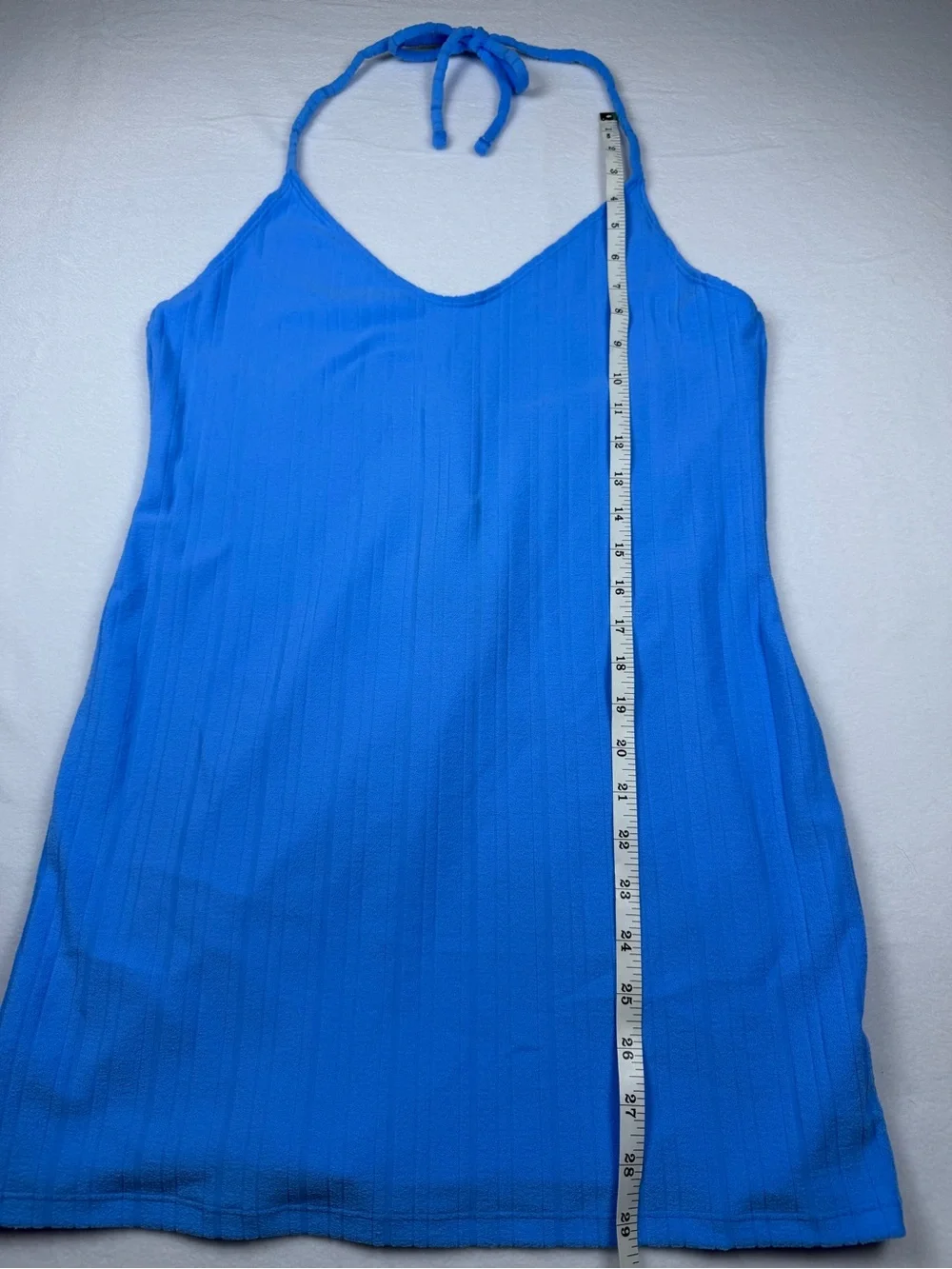 NWT Wild Fable Blue Ribbed Halter Mini Swim Cover up Dress - Size Medium (8-10)